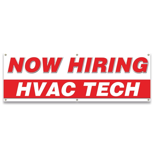 Now Hiring HVAC Tech Banner Apply Inside Accepting Application Single Sided